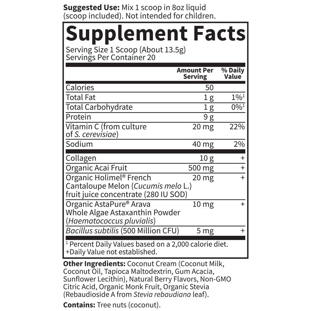 Garden of Life Collagen Powder Beauty 50g on a kitchen counter