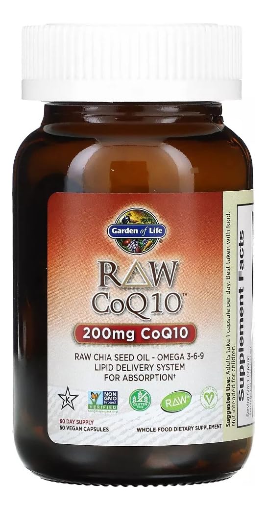 Garden of Life CoQ10 200mg softgels side view