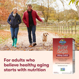 Garden of Life CoQ10 softgels with a measuring spoon