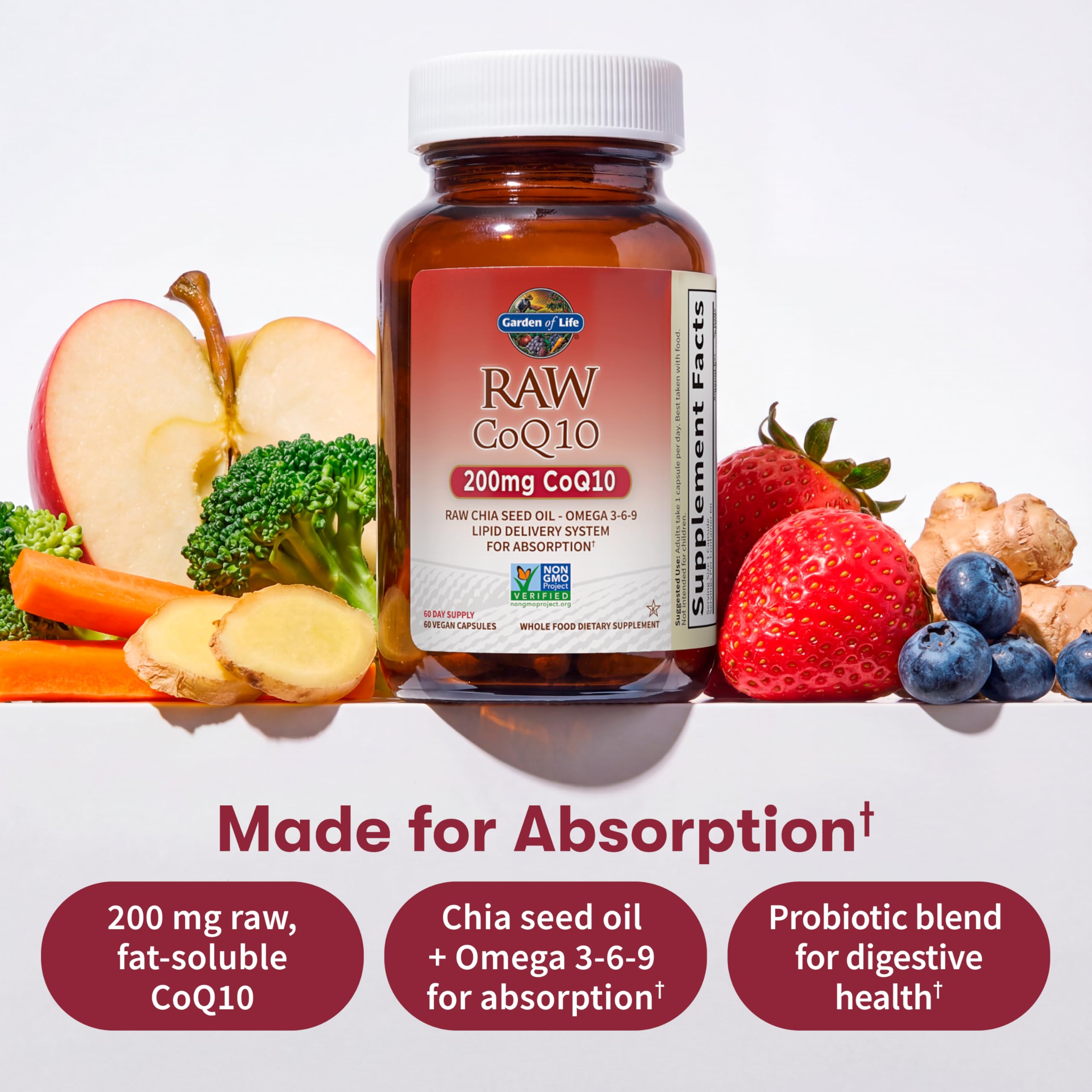 Garden of Life CoQ10 softgels with organic fruit and vegetable blend