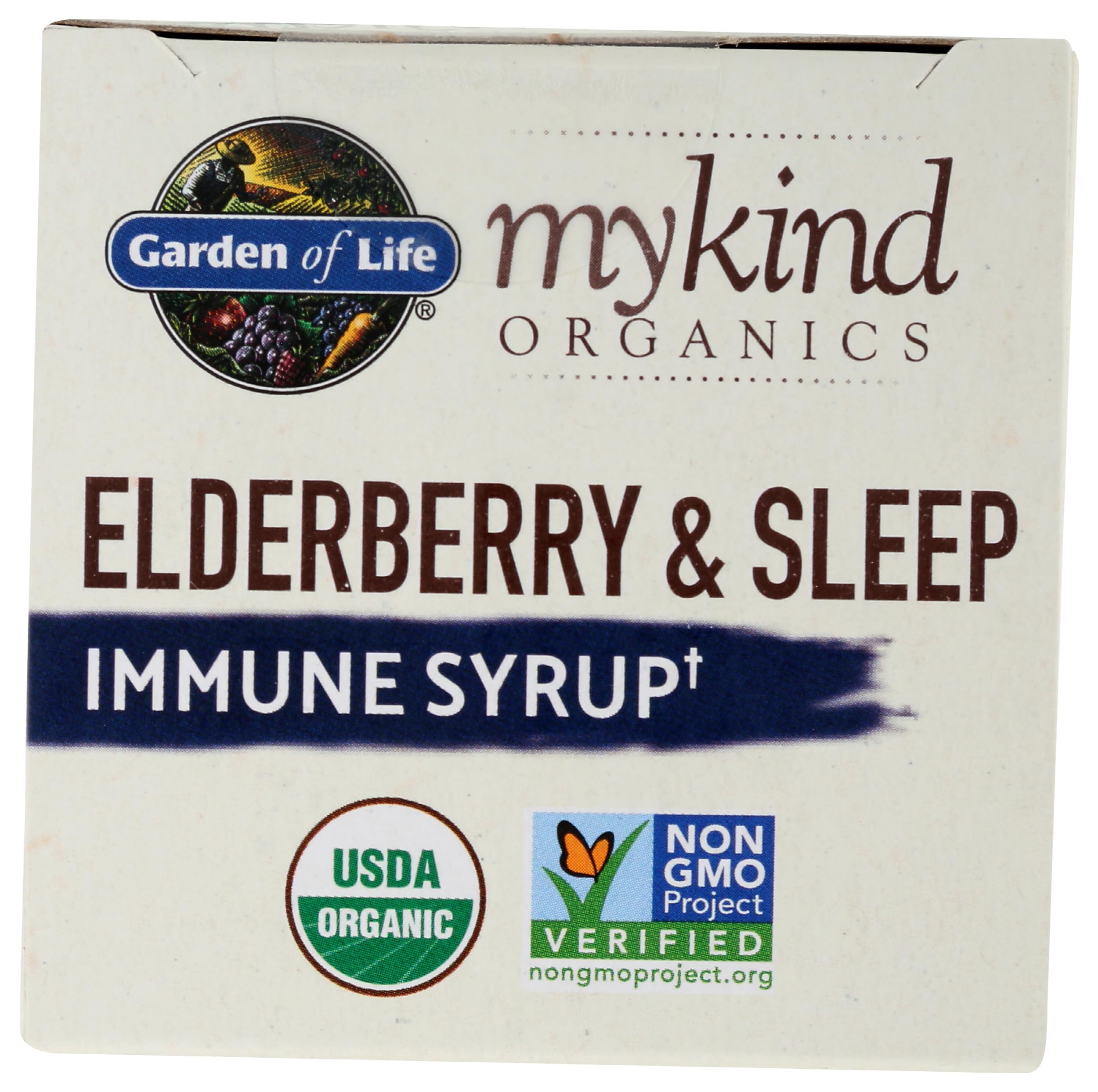 Garden of Life Elderberry Supplement displayed on a wooden table