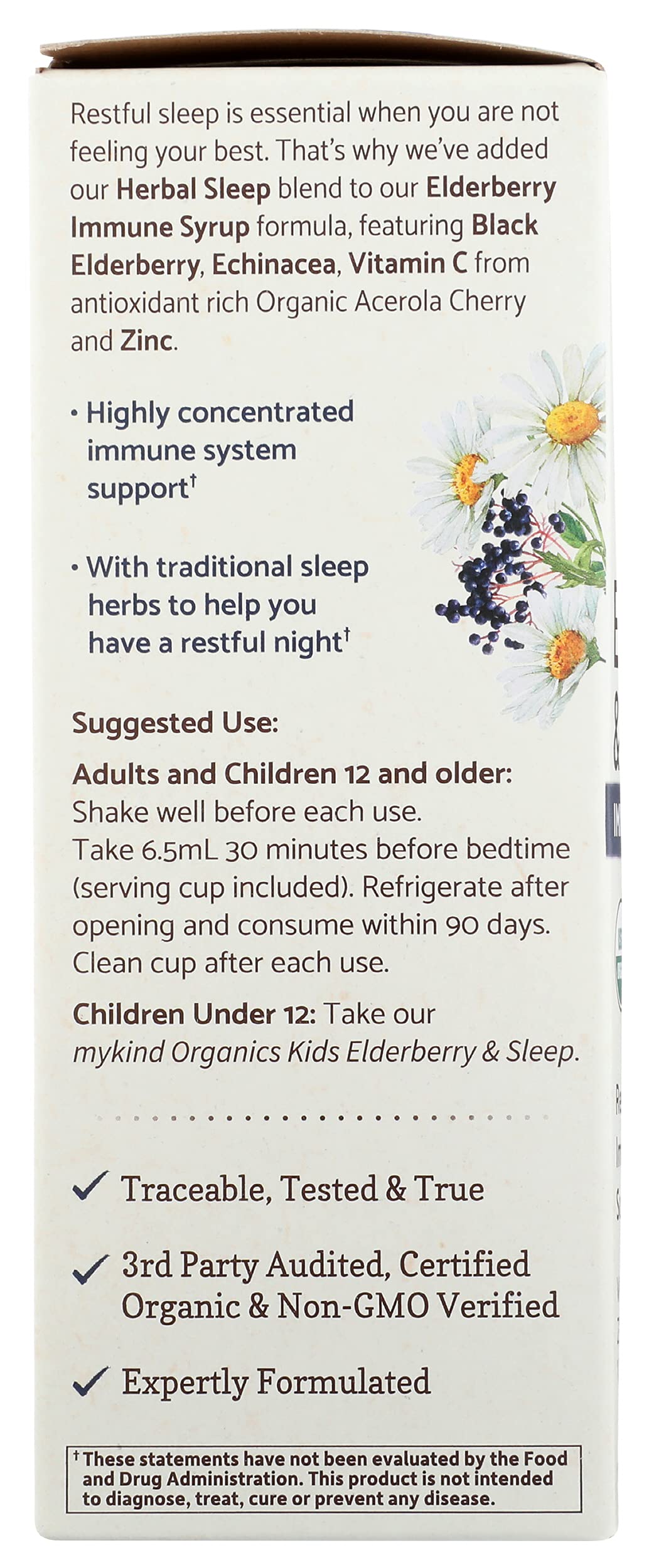 Garden of Life Elderberry Supplement side view highlighting the organic label