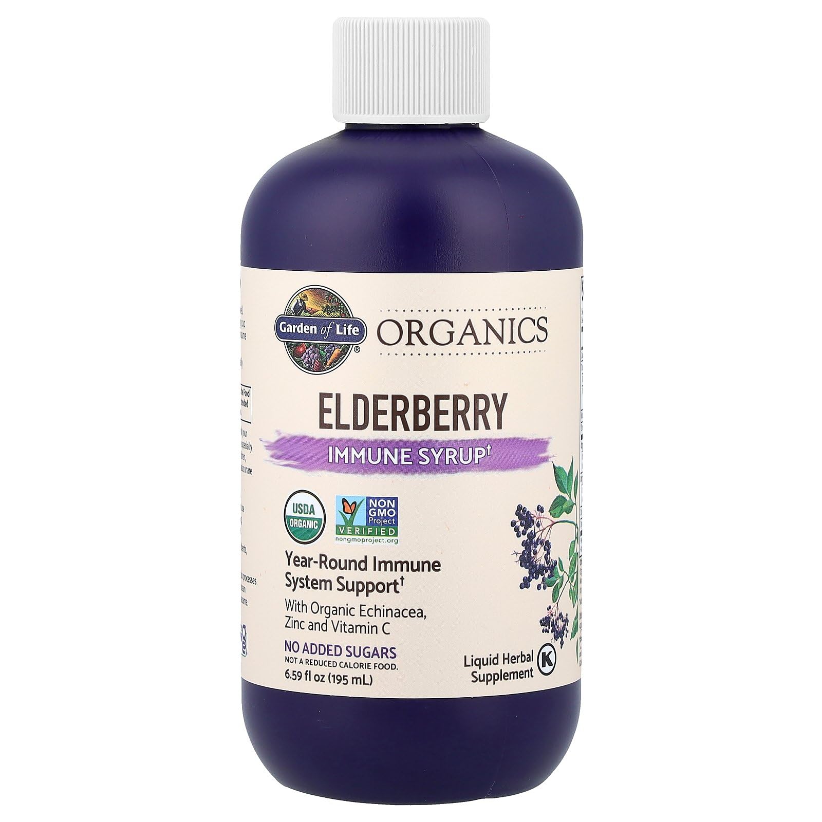 Garden of Life Elderberry Syrup 186g pouring into a spoon