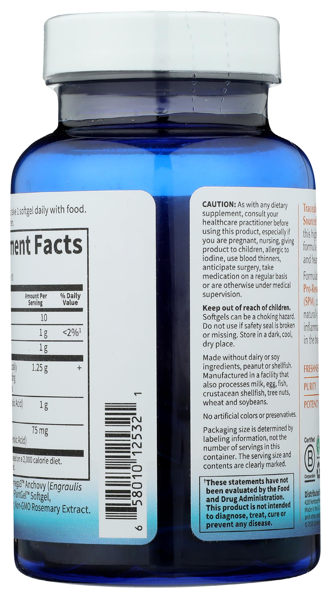 Garden of Life Fish Oil Omega 3 DHA 1000mg Softgels side view