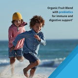 Garden of Life Kids Multivitamin Gummies on a kitchen counter with a playful background