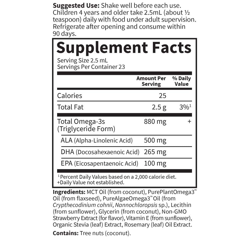 Garden of Life Kids Plant Omega-3 Liquid serving size measurement