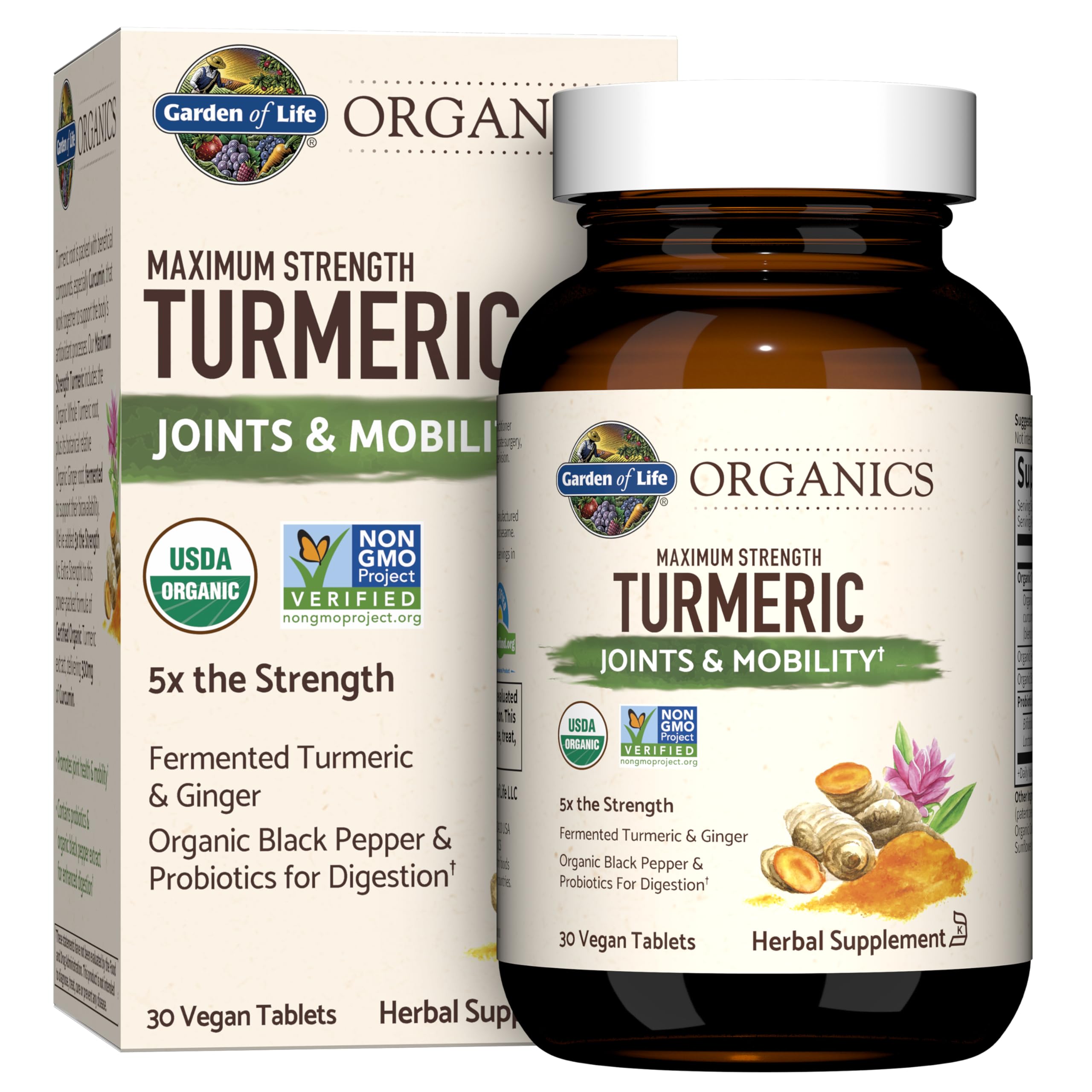 Garden of Life Maximum Strength Turmeric supplement bottle front view