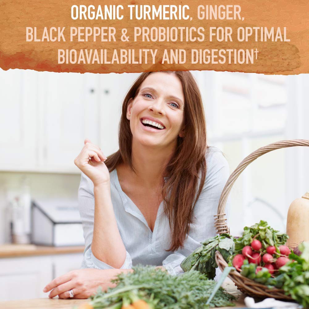Garden of Life Maximum Strength Turmeric supplement in a lifestyle setting