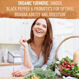 Garden of Life Maximum Strength Turmeric supplement in a lifestyle setting