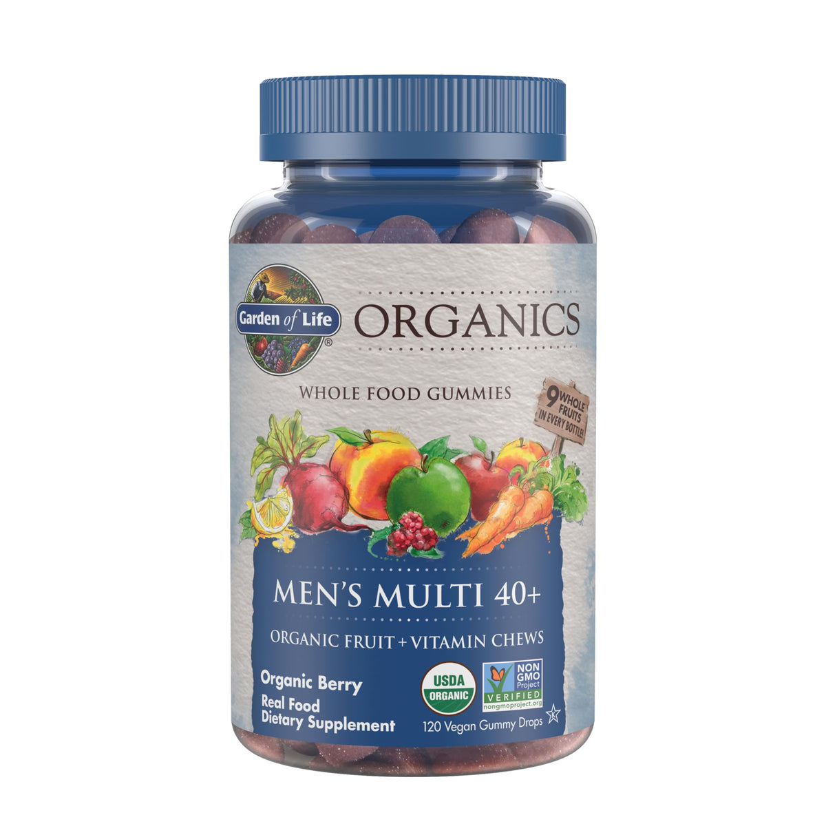 Garden of Life Men's 40+ Multi Gummies front view bottle