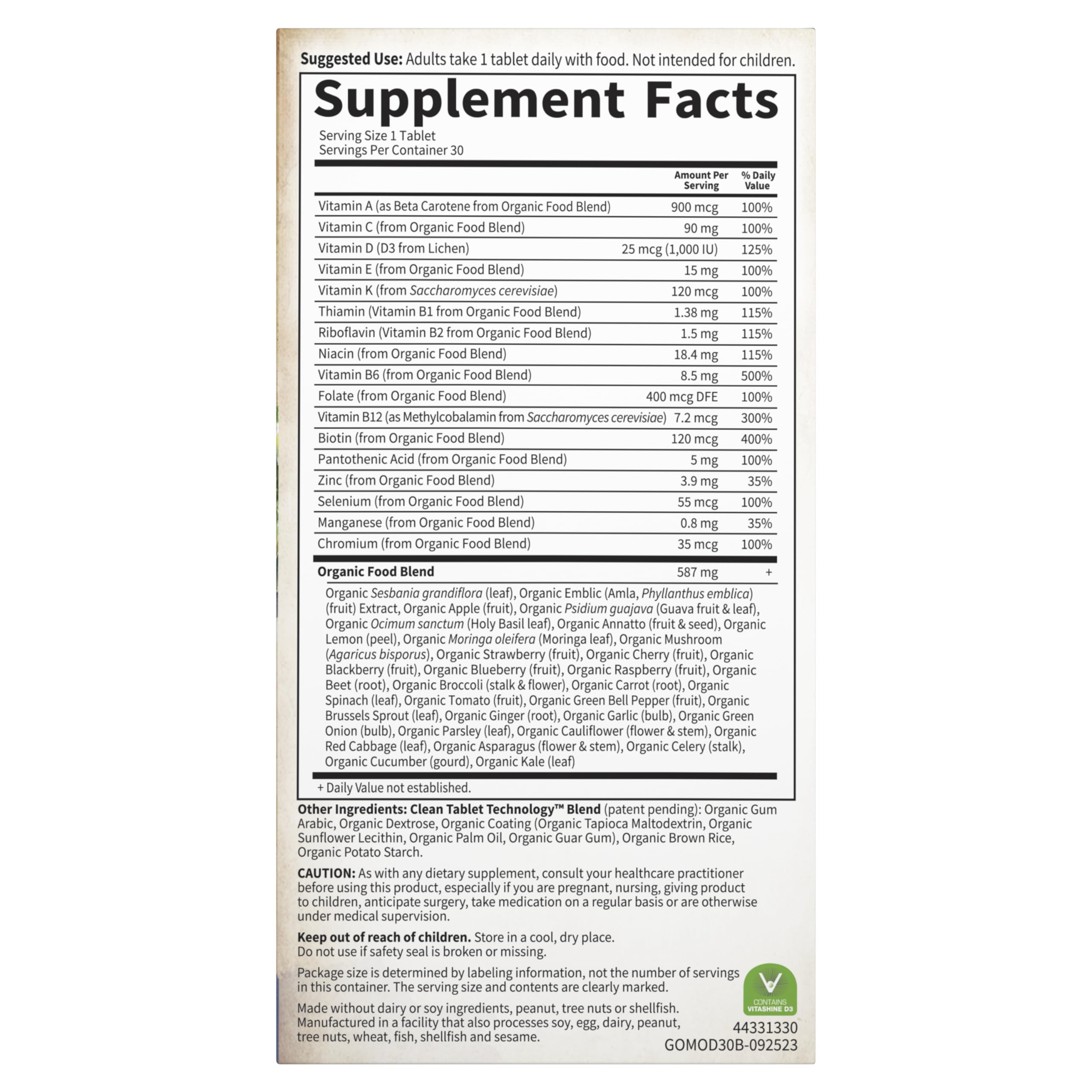 Garden of Life Men's Once Daily Multivitamin on a wooden table