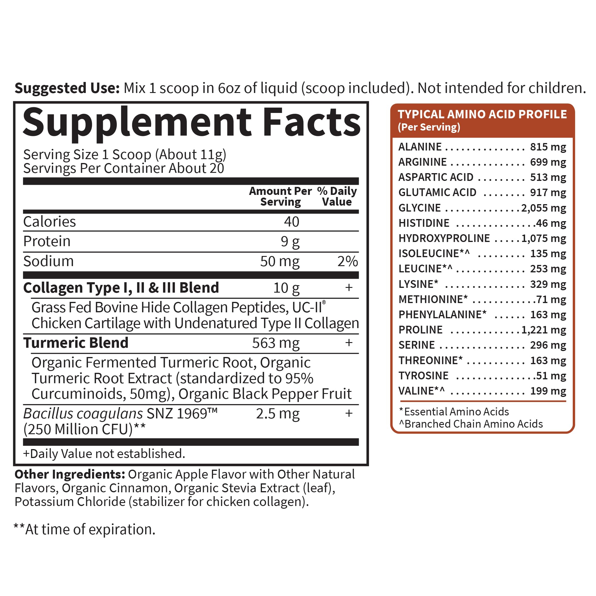 Garden of Life Multi-Sourced Collagen Powder 272g side view