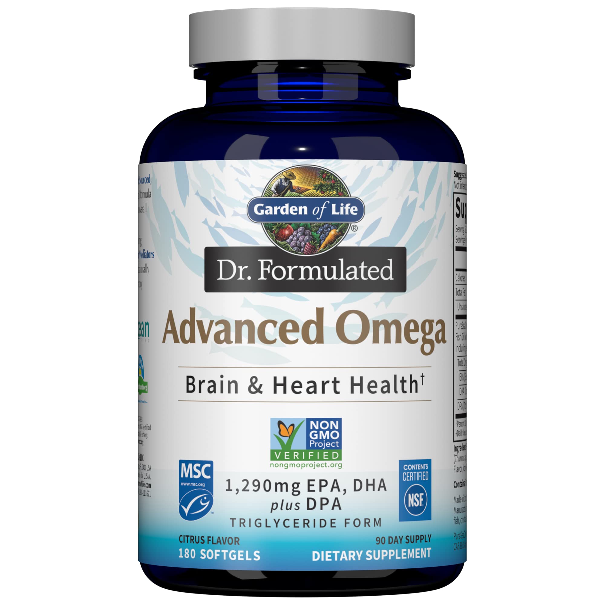 Garden of Life Omega-3 Fish Oil Softgels 60 Count front view