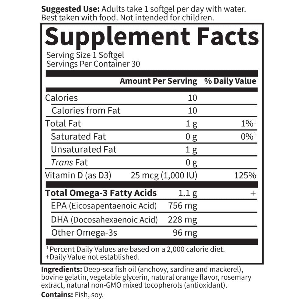 Garden of Life Omega 3 Fish Oil Supplement 1100mg softgel in hand