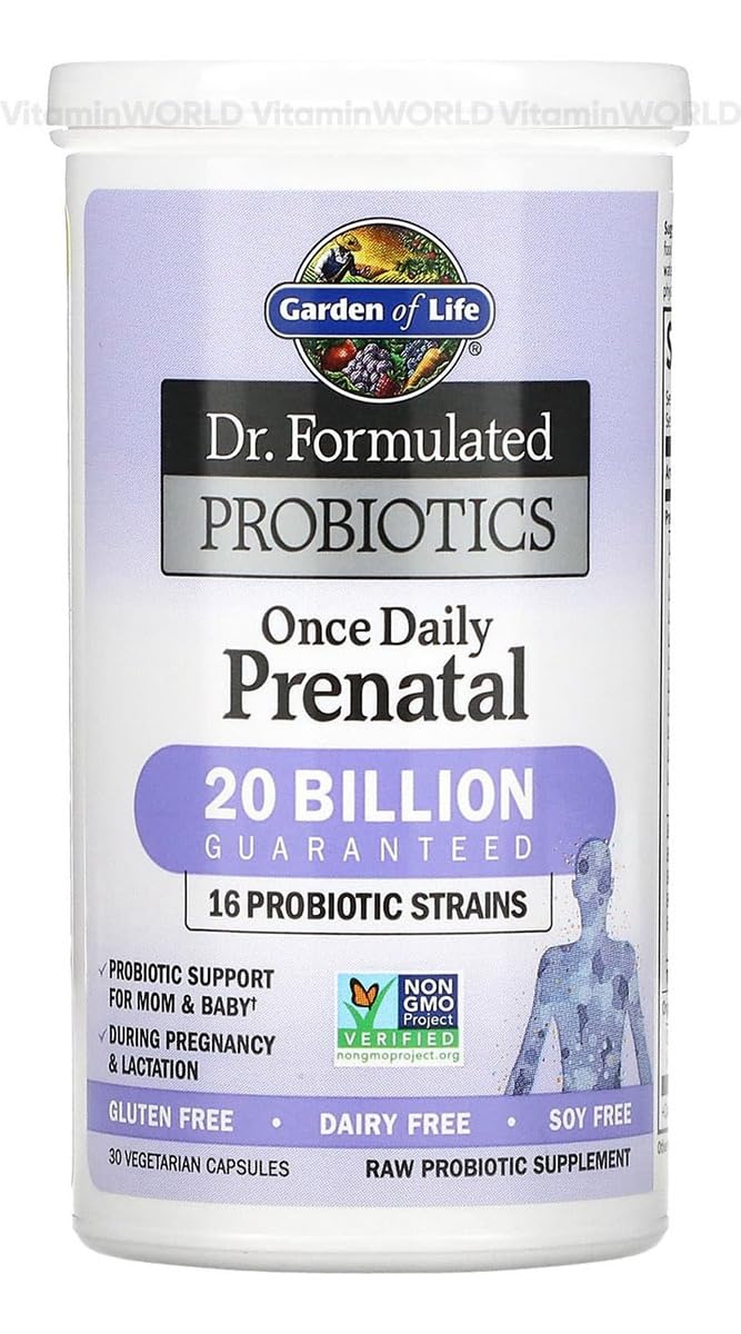 Garden of Life Once Daily Prenatal Probiotic capsule close-up