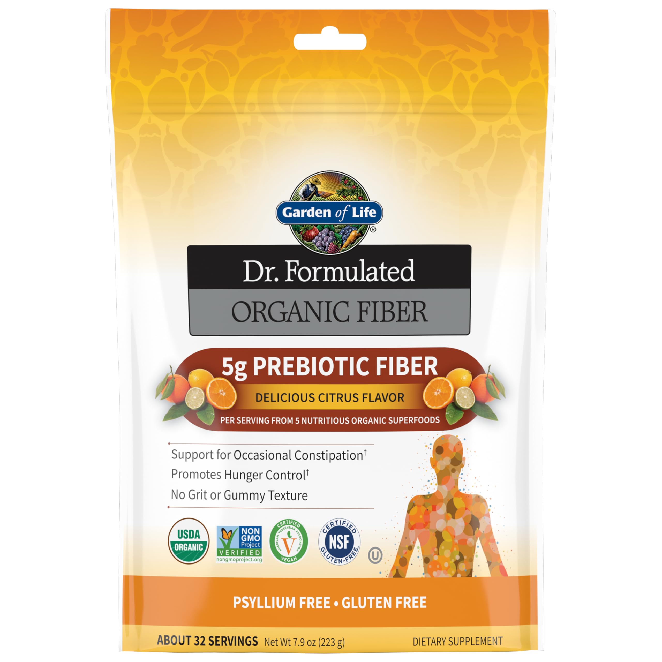 Garden of Life Organic Prebiotic Fiber Powder 222g front view