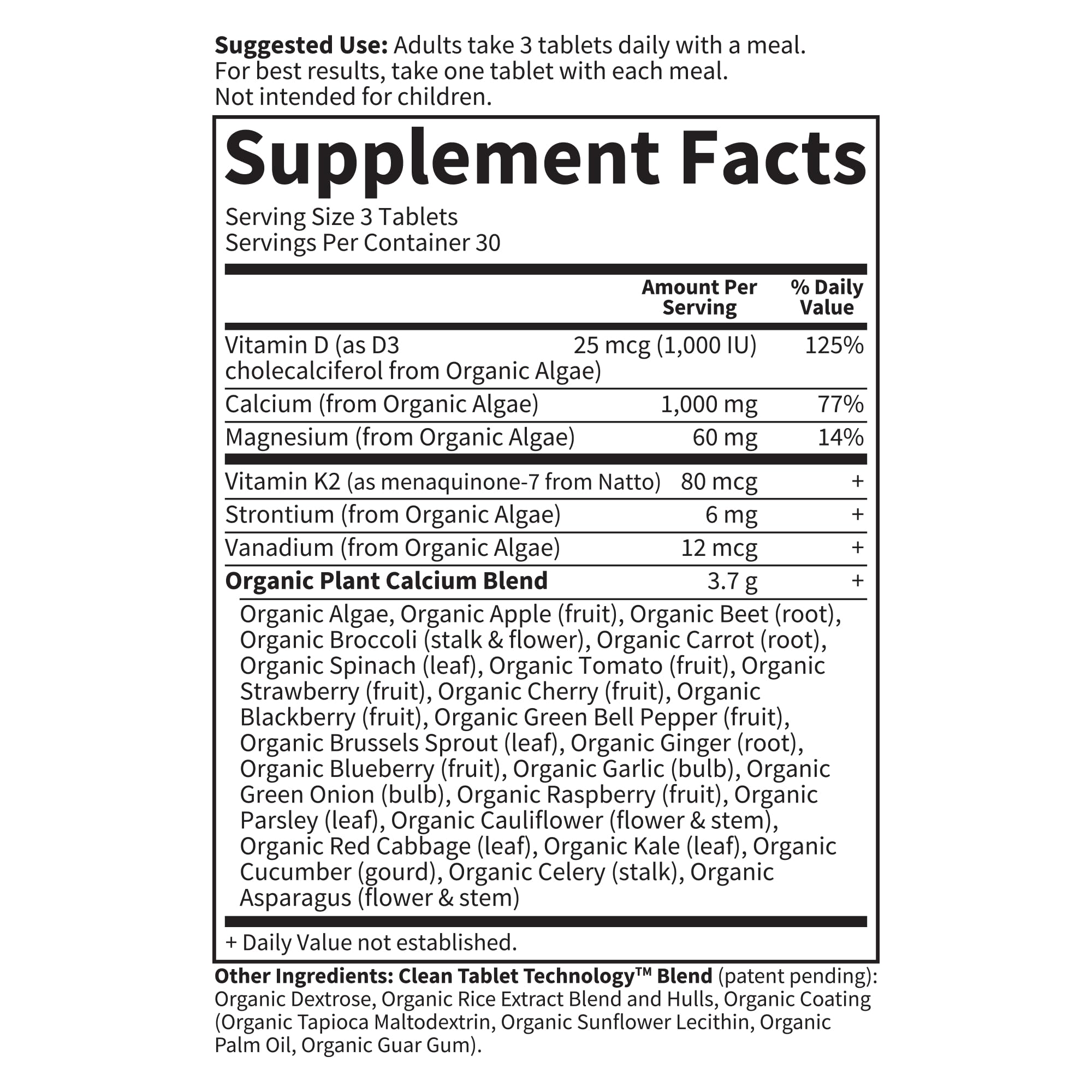 Garden of Life Plant Calcium Supplement with fruits and vegetables background