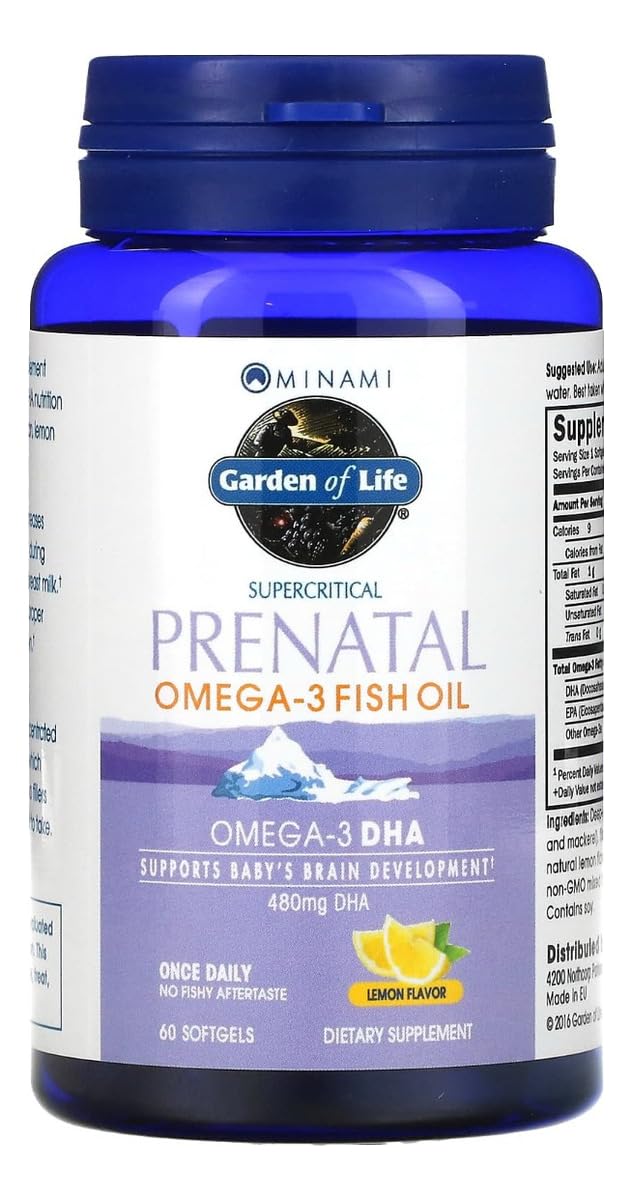 Garden of Life Prenatal DHA Omega 3 Fish Oil softgels in a bottle