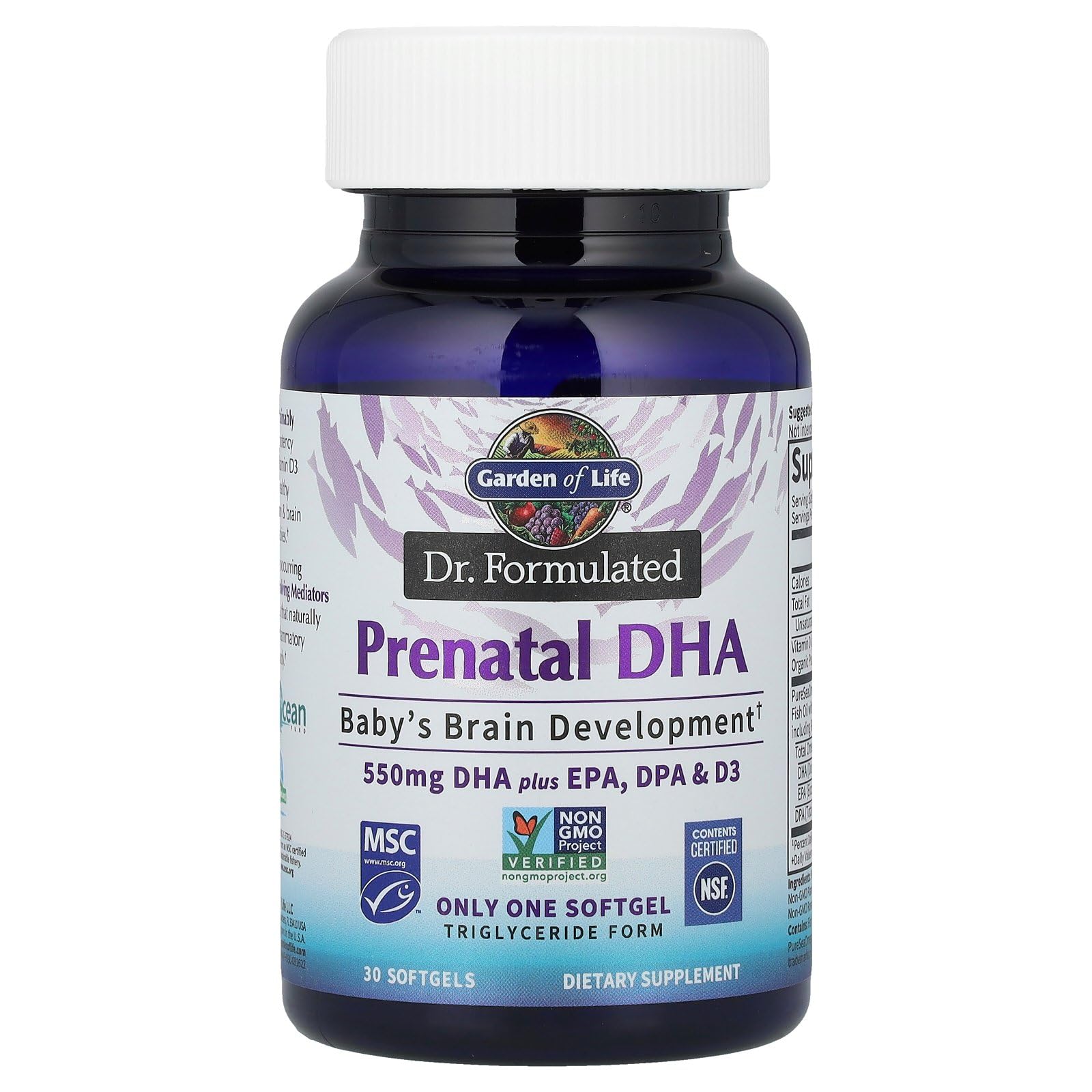 Garden of Life Prenatal DHA Omega 3 Supplement softgel close-up