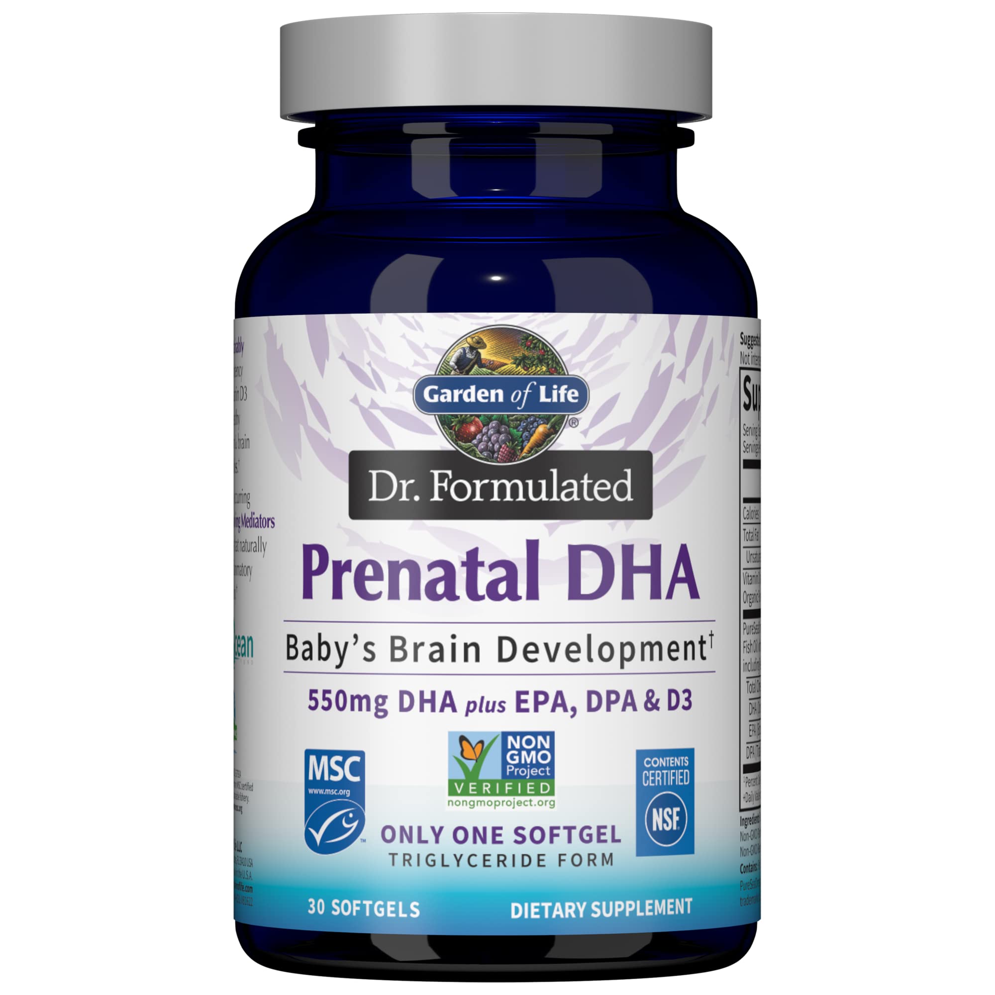 Garden of Life Prenatal DHA Omega 3 Supplement softgel front view