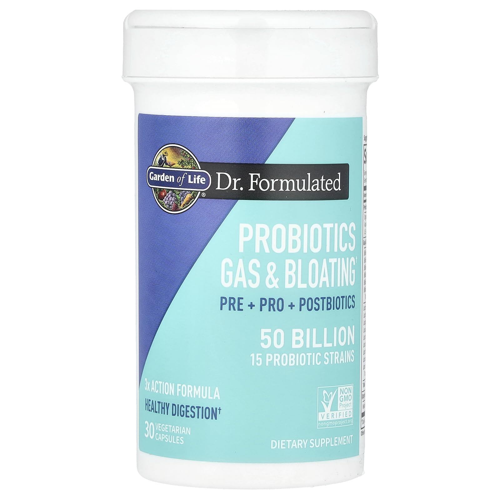 Garden of Life Probiotic Supplement 50 Billion CFU back view