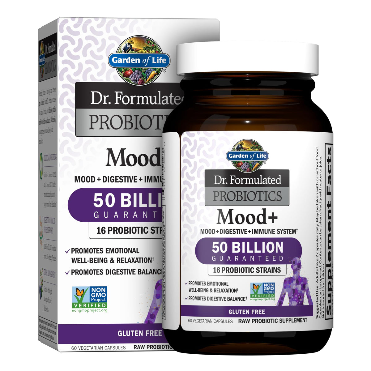 Garden of Life Probiotics Mood+ 30 capsules front view