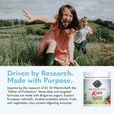 Garden of Life Raw Probiotics Kids supplement in a bowl with fruits