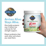 Garden of Life Raw Probiotics Kids supplement scoop with powder