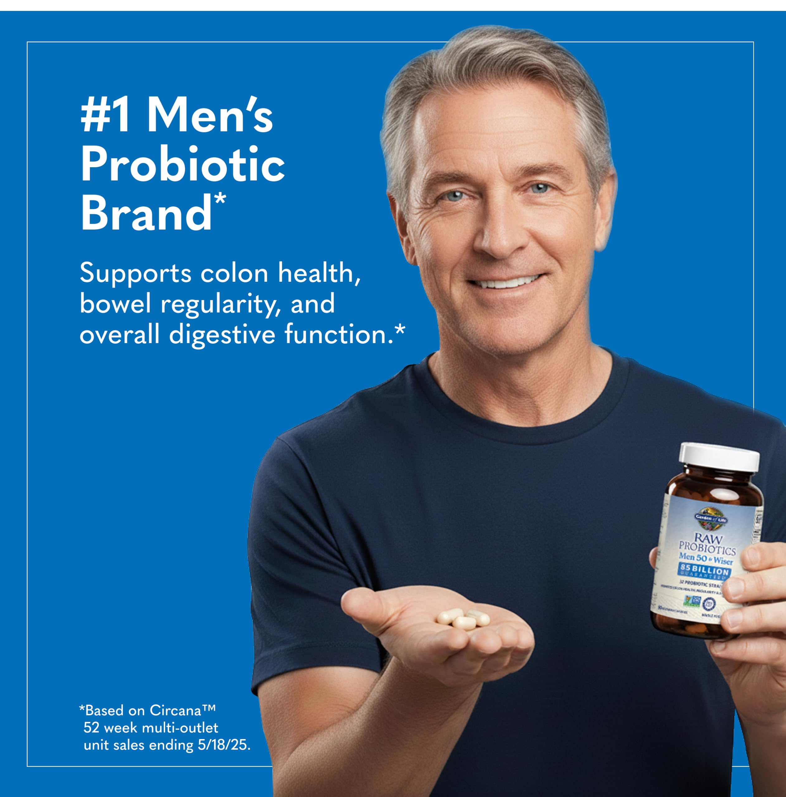 Garden of Life Raw Probiotics Men 50 & Wiser capsule bottle side view