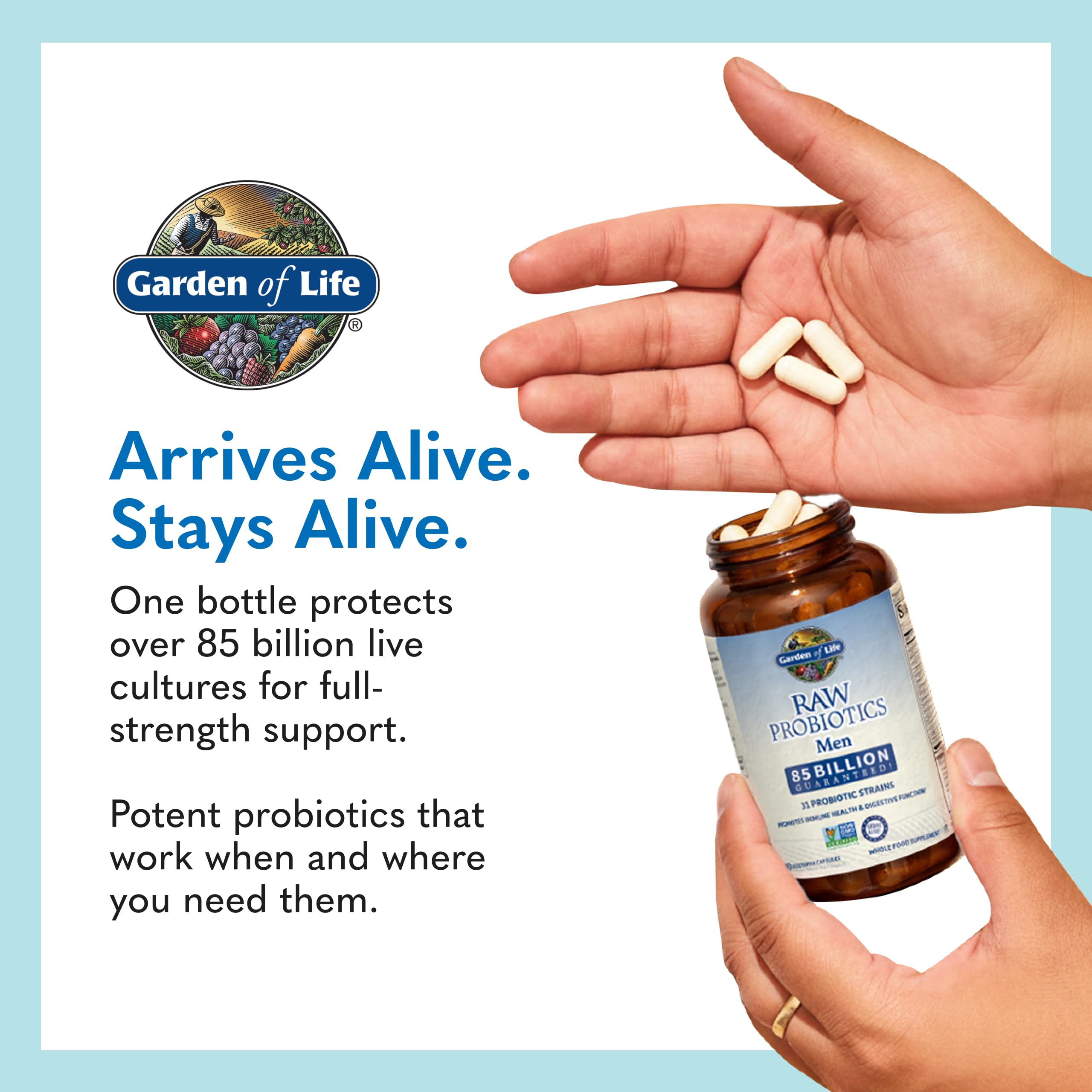 Garden of Life Raw Probiotics Men 85 Billion CFU with other supplements