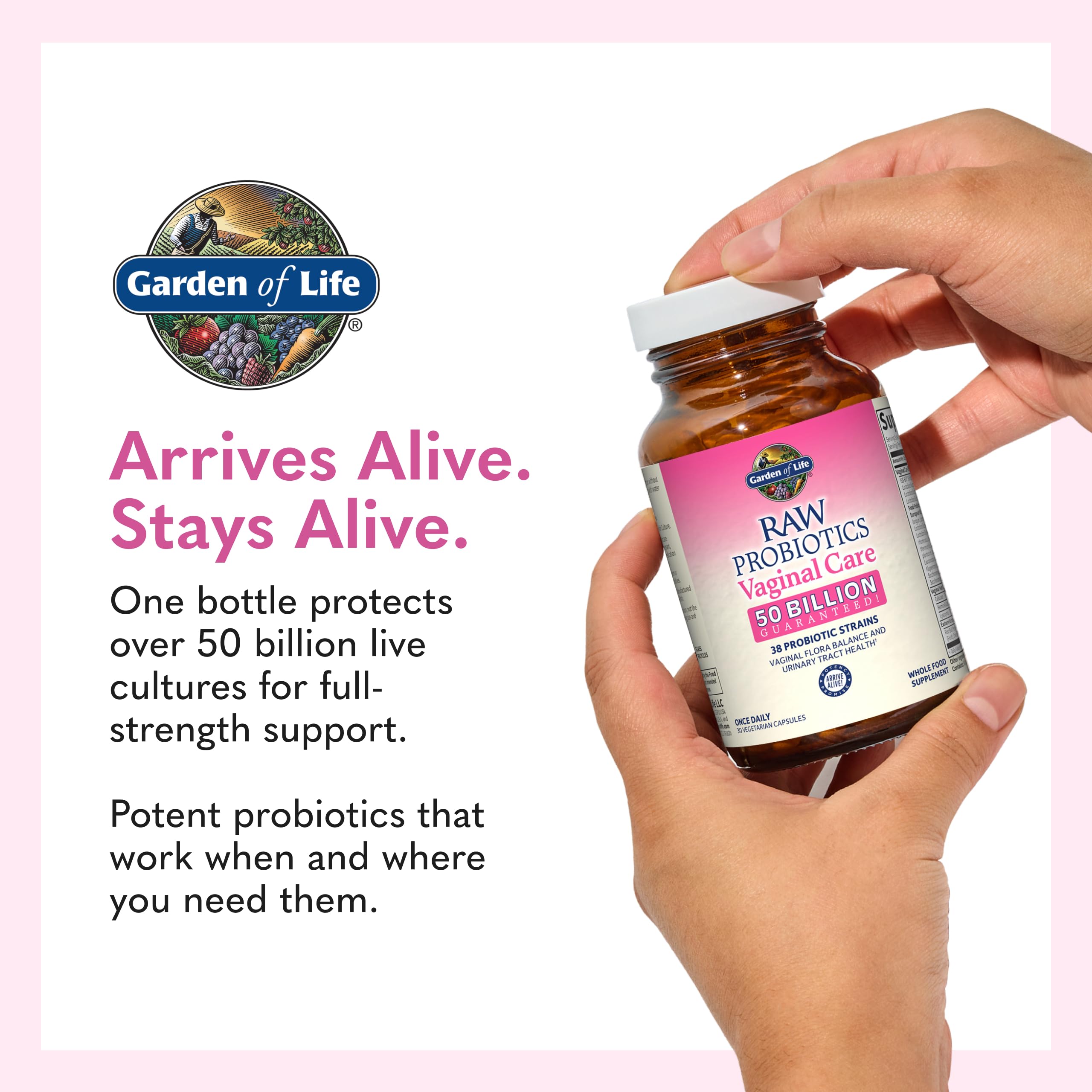 Garden of Life Raw Probiotics Vaginal Care with a glass of water