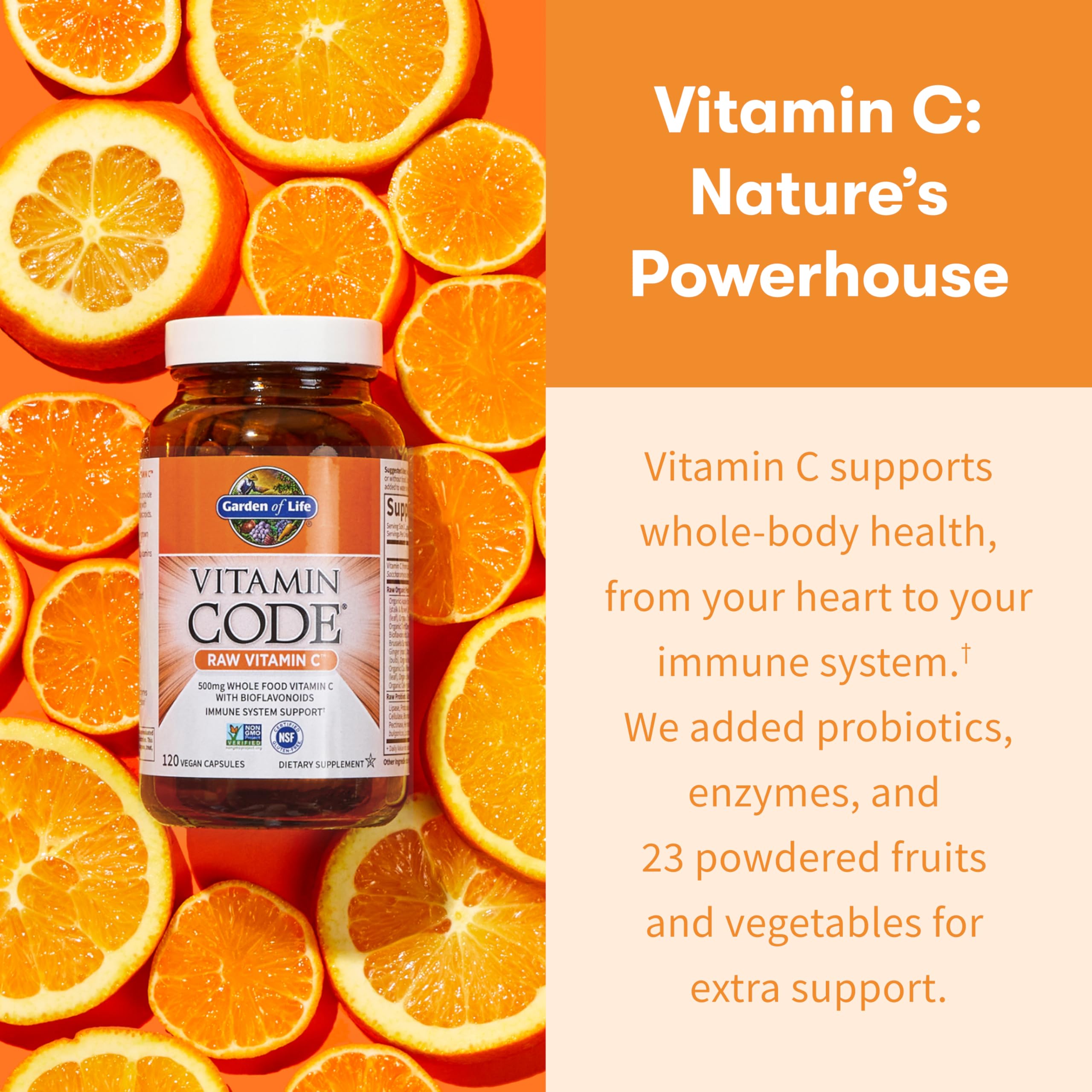 Garden of Life Raw Vitamin C 500mg vegan capsules open with powder