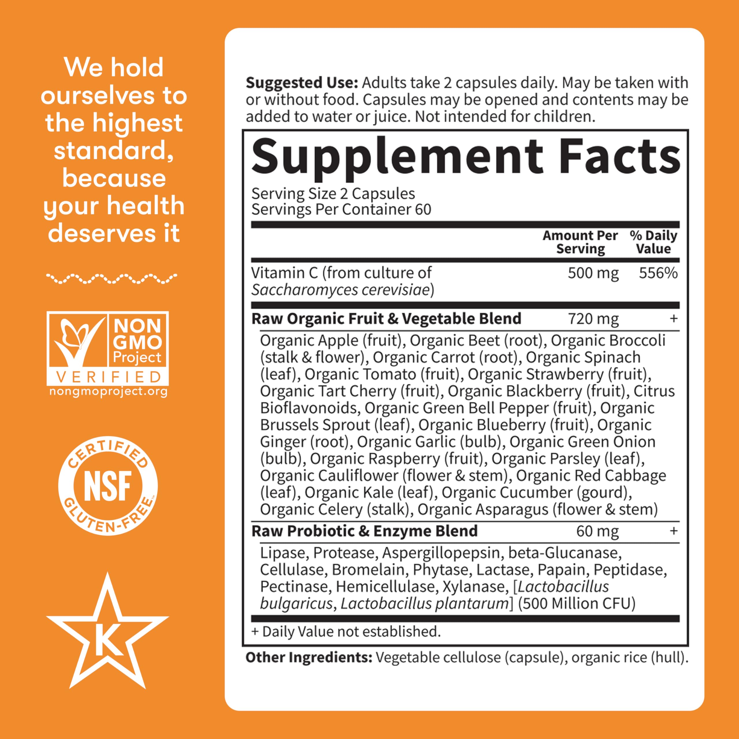 Garden of Life Raw Vitamin C 500mg vegan capsules packaging