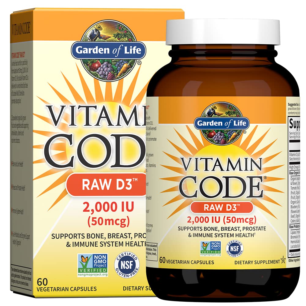 Garden of Life RAW Vitamin D3 2000 IU 60 Capsules front view