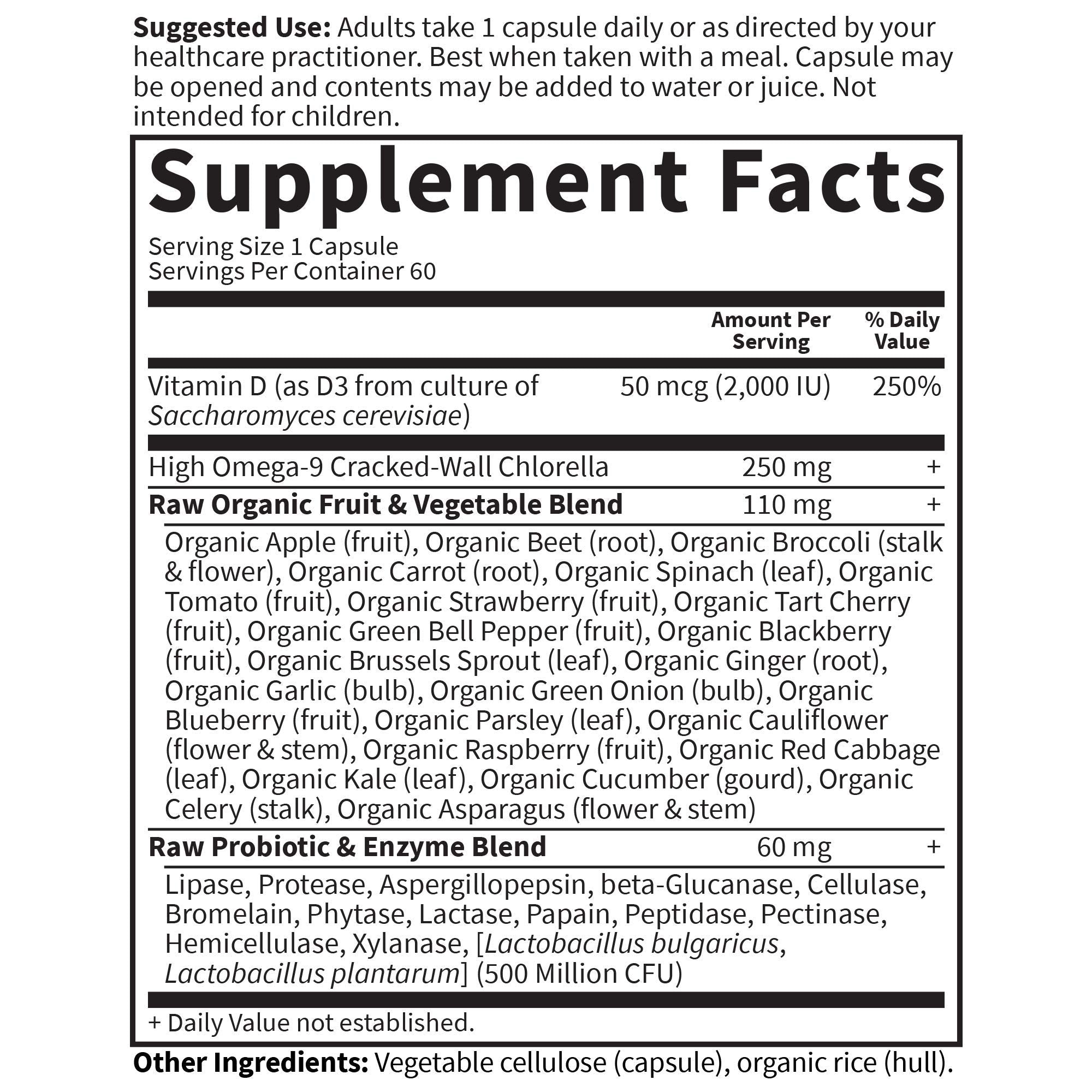 Garden of Life RAW Vitamin D3 capsules on a wooden table