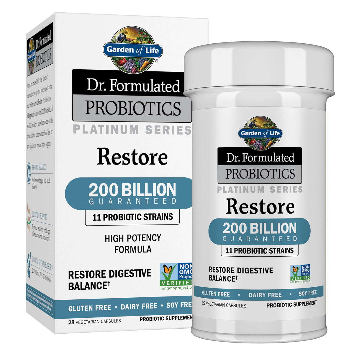 Garden of Life Restore Probiotic 200 Billion CFU front view