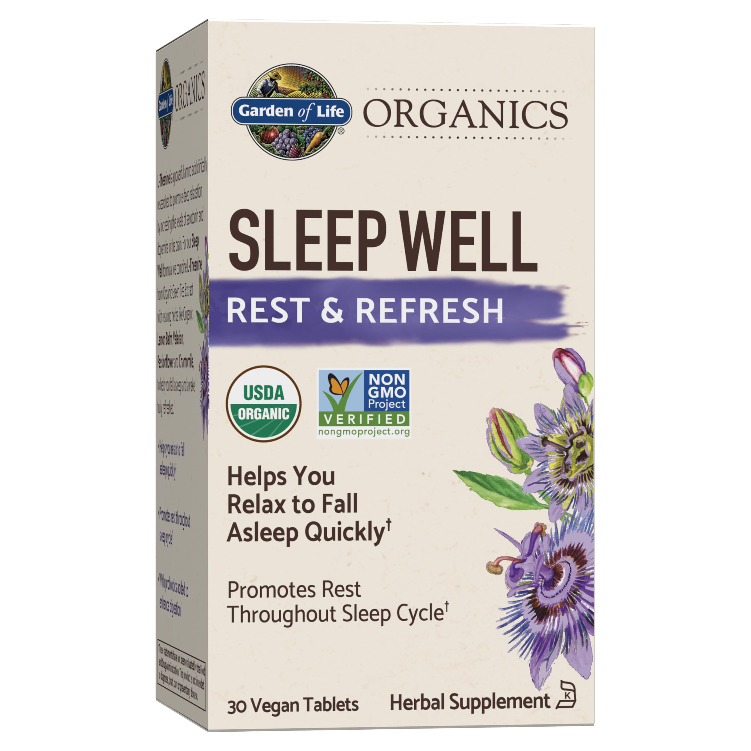 Garden of Life Sleep Well Rest & Refresh Organic Tablets front view