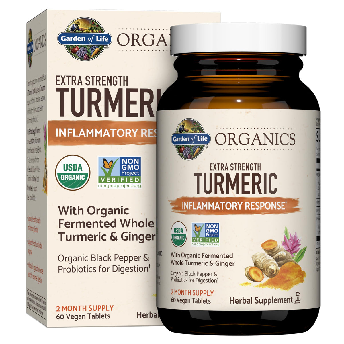 Garden of Life Turmeric Supplement front view with packaging
