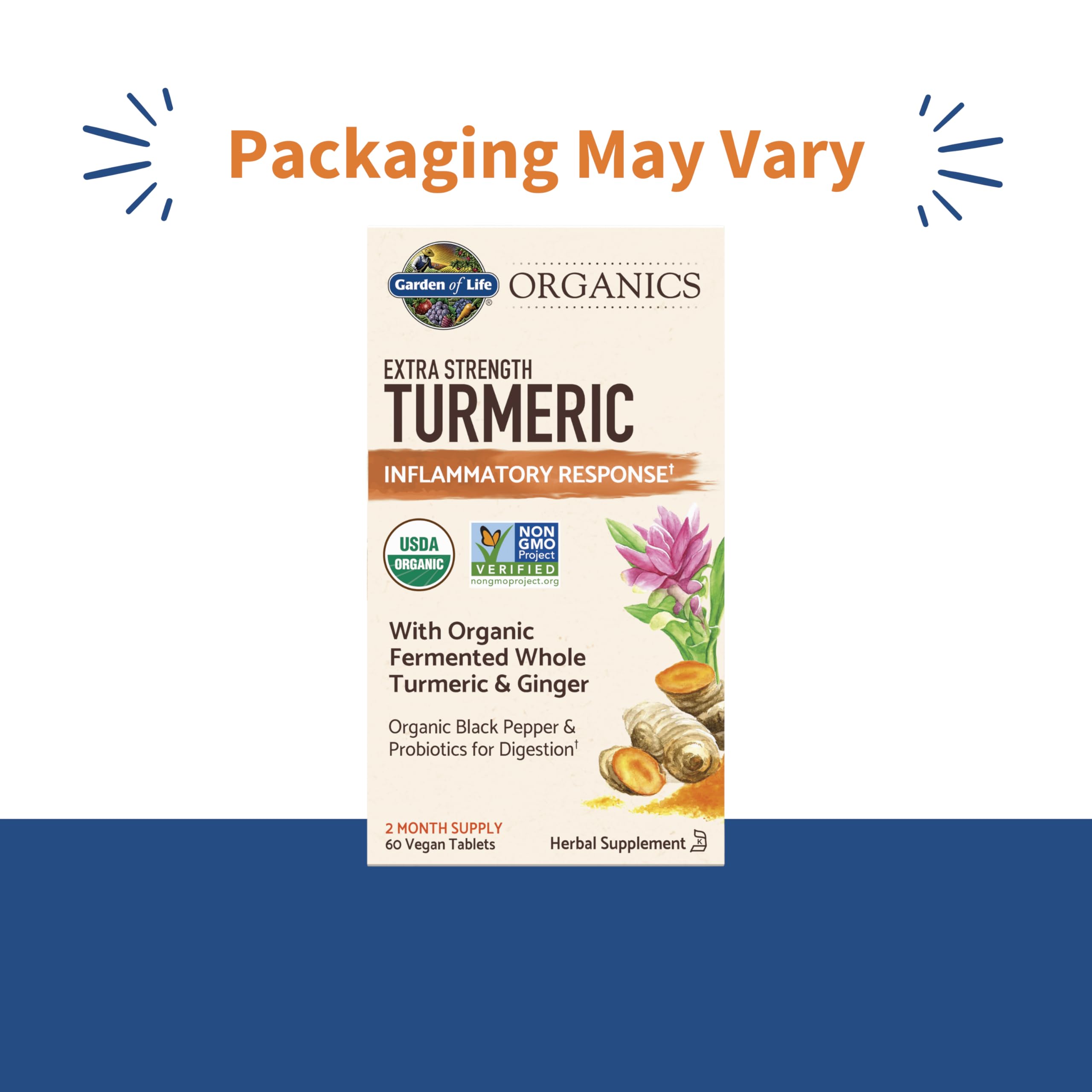 Garden of Life Turmeric Supplement side view showing tablets