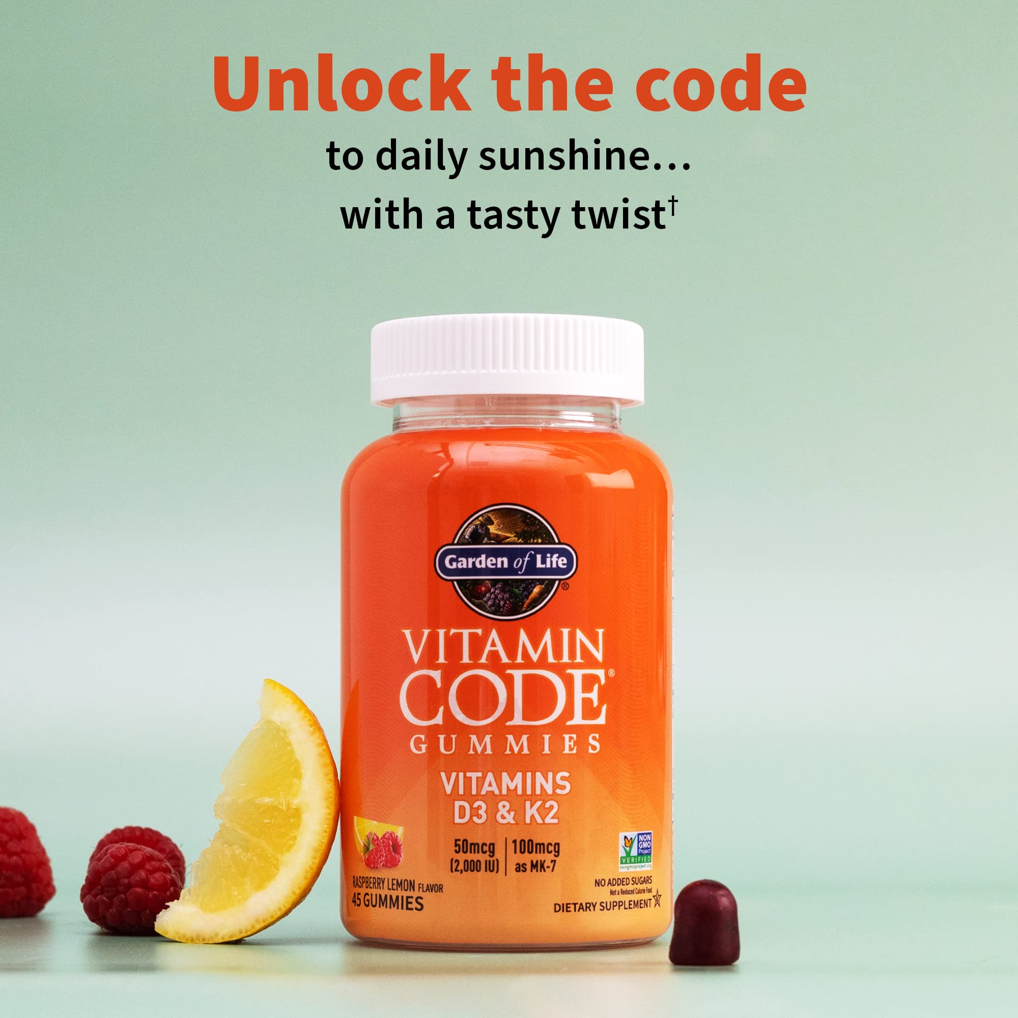 Garden of Life Vitamin Code D3 + K2 Gummies raspberry lemon flavour