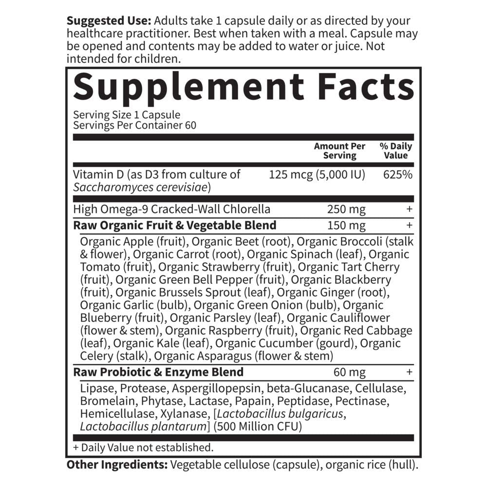 Garden of Life Vitamin Code RAW D3 5000 IU Supplement ingredients list