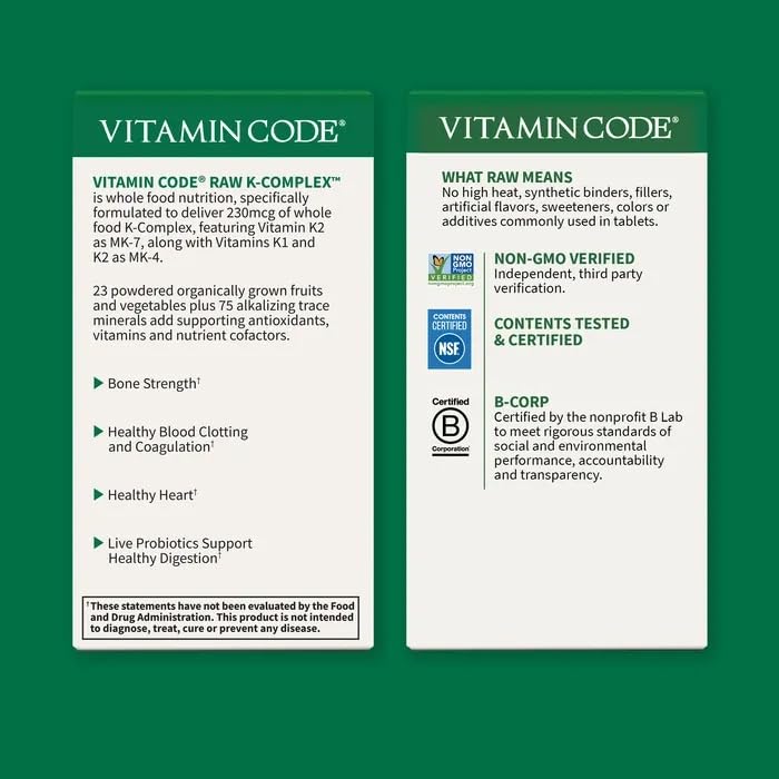 Garden of Life Vitamin Code Raw K-Complex capsule opened with powder