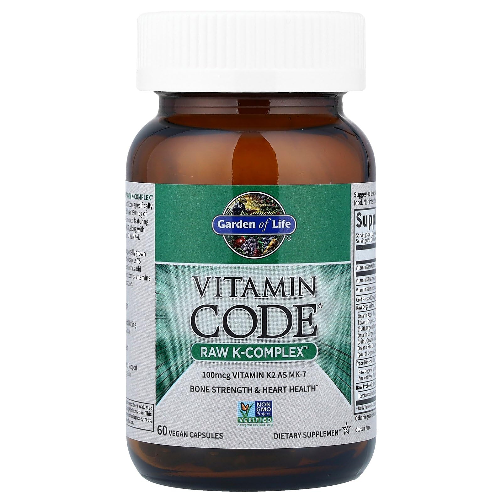 Garden of Life Vitamin Code Raw K-Complex side view showing capsule size