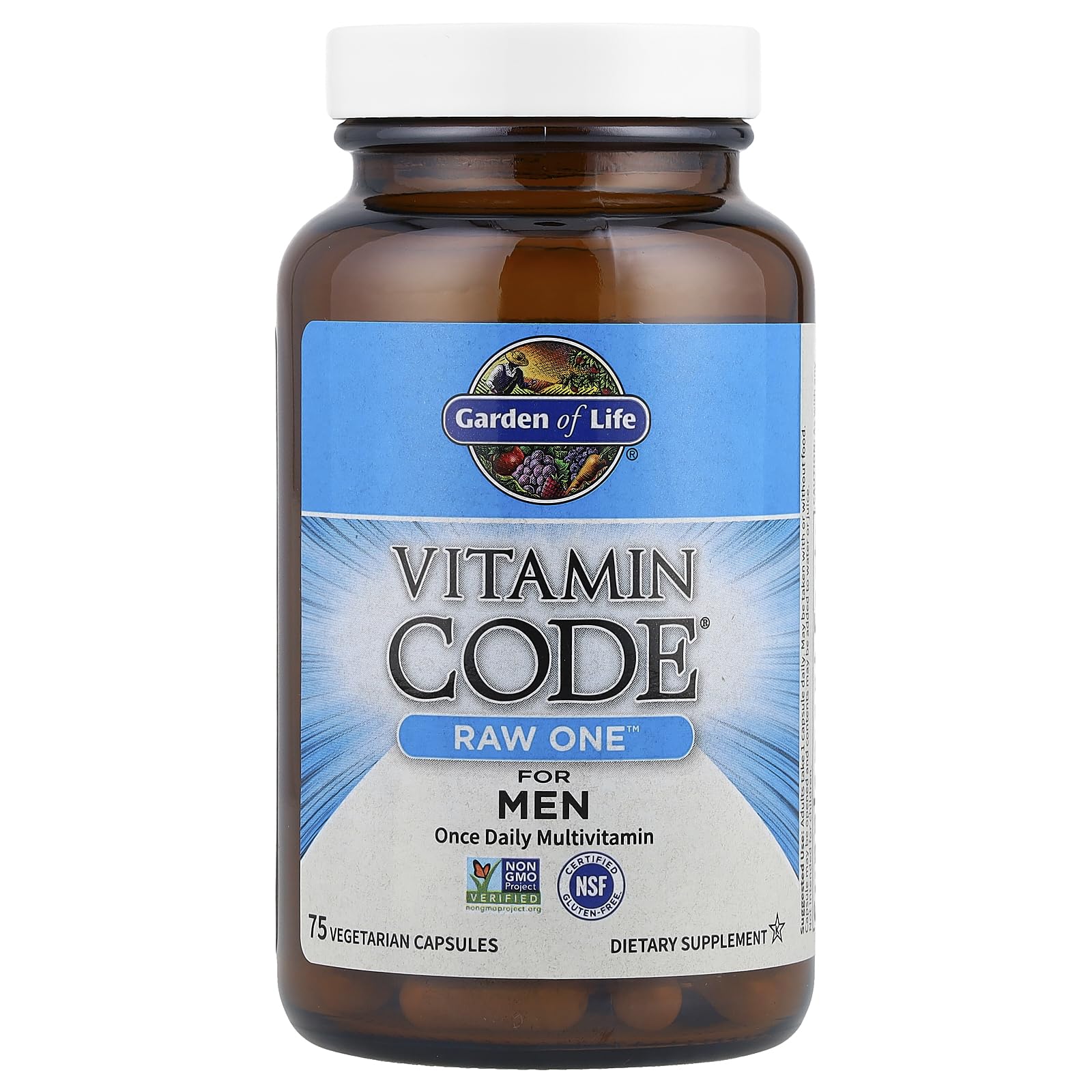 Garden of Life Vitamin Code RAW ONE For Men Multivitamin capsule close-up