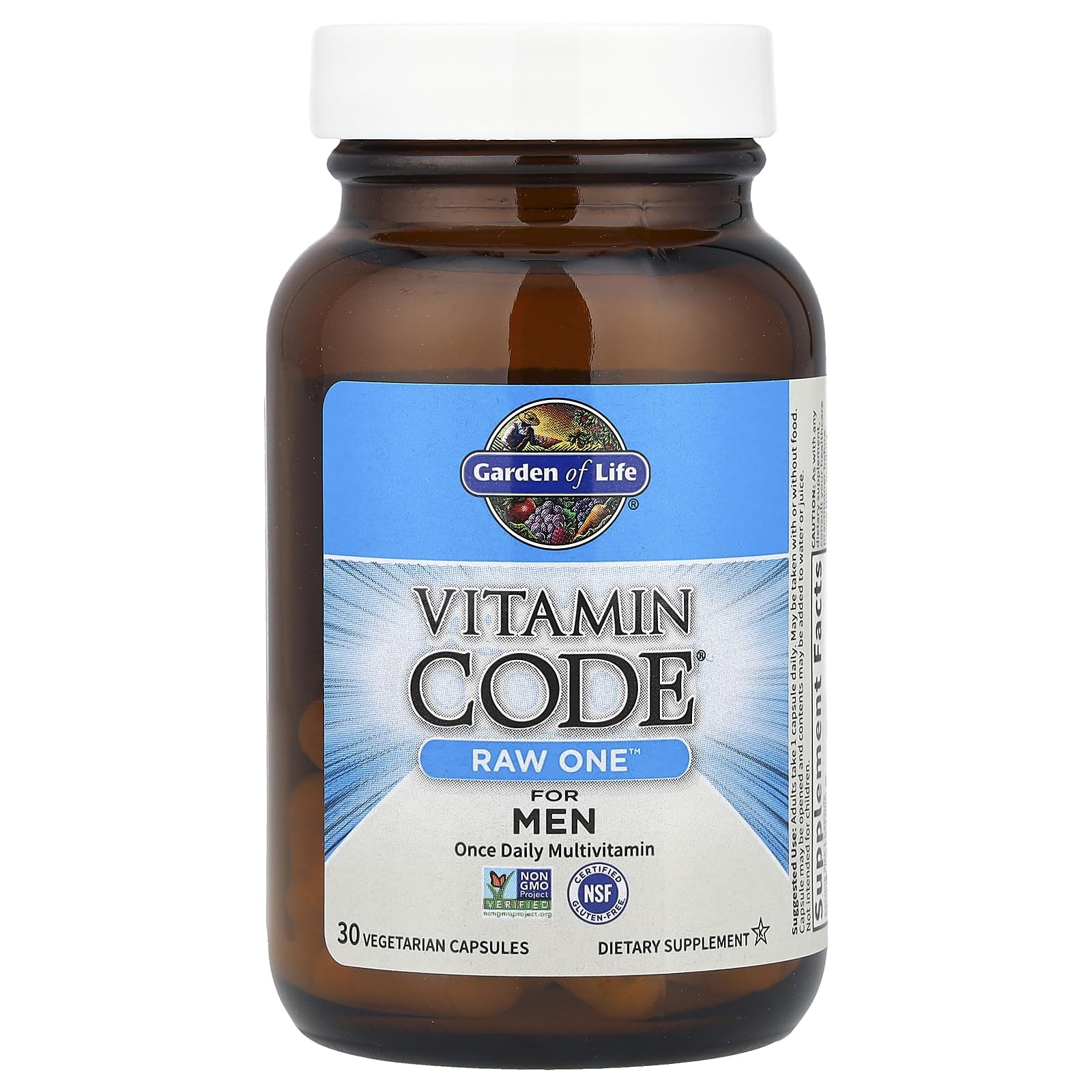 Garden of Life Vitamin Code RAW ONE for Men multivitamin capsule close-up