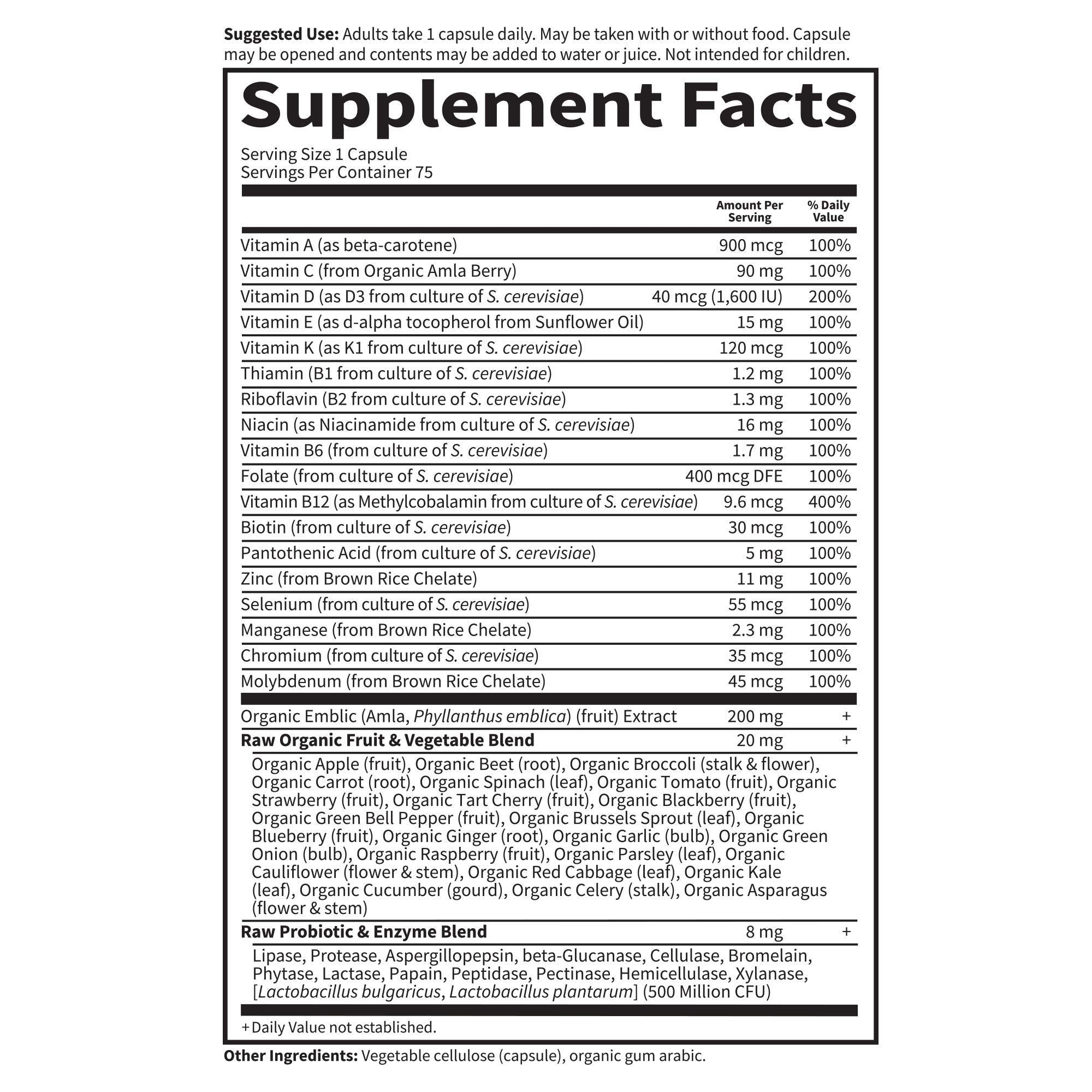 Garden of Life Vitamin Code RAW ONE For Men Multivitamin with fruits and vegetables