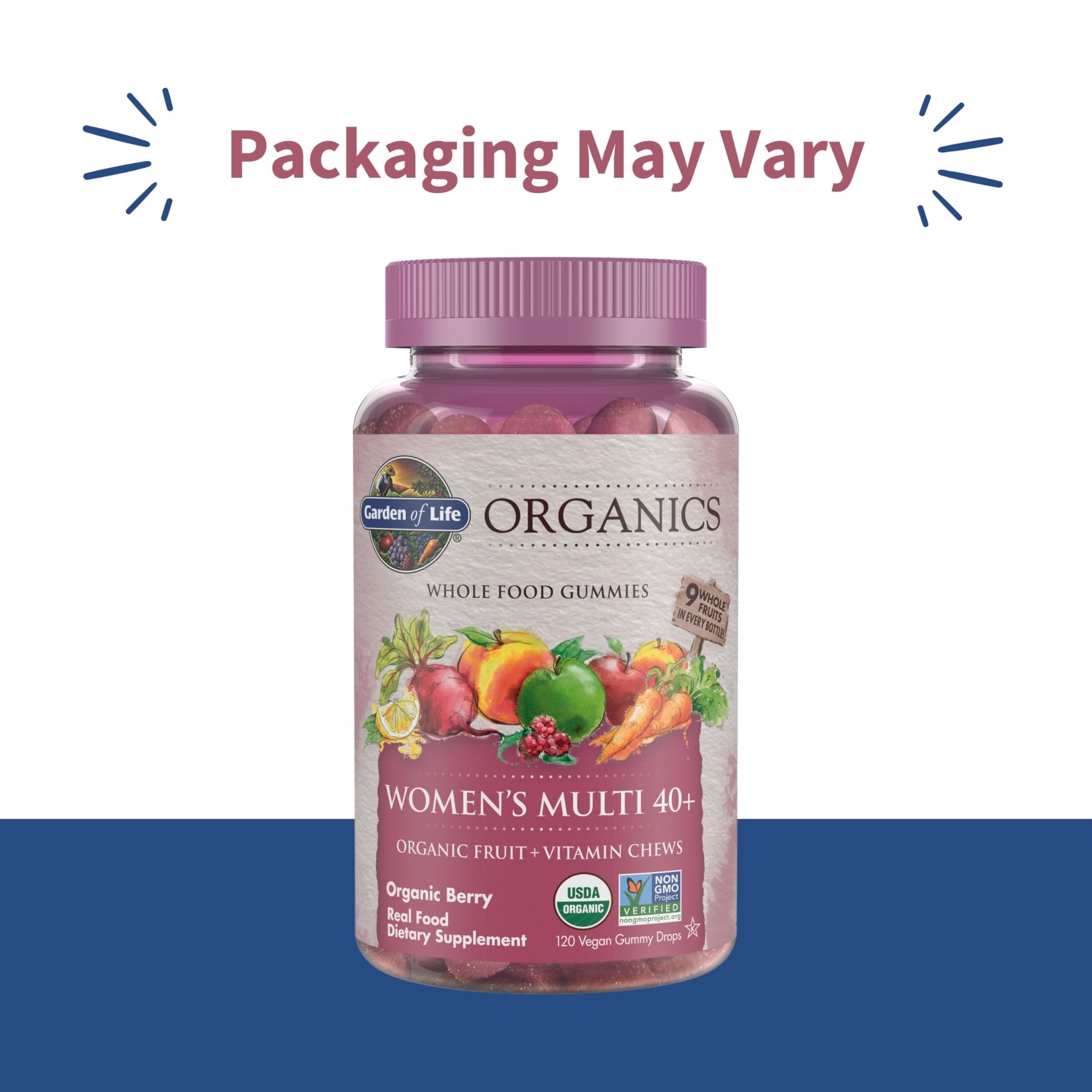 Garden of Life Women's 40+ Multi Gummies back view with ingredient list