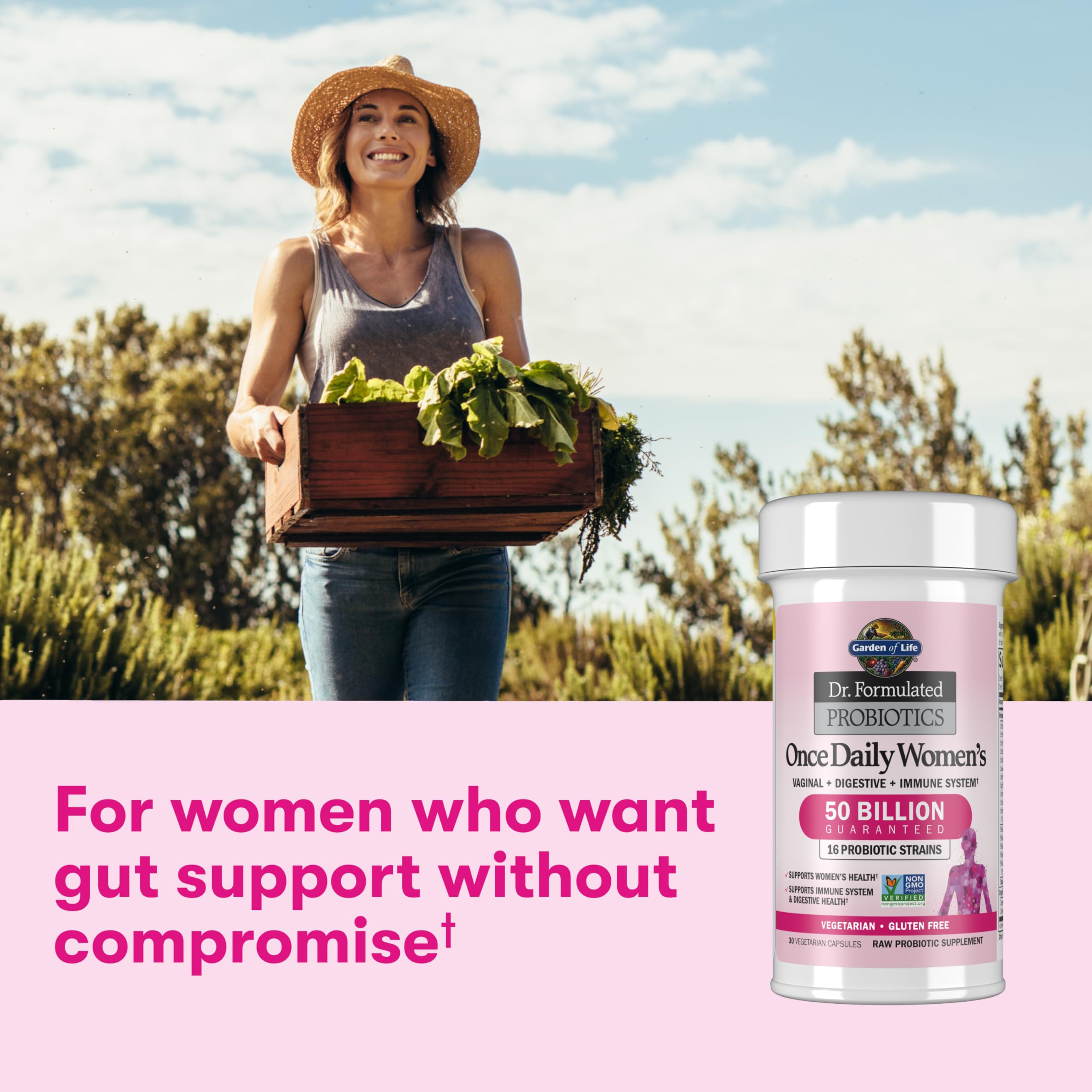 Garden of Life Women's Daily Probiotic bottle back view