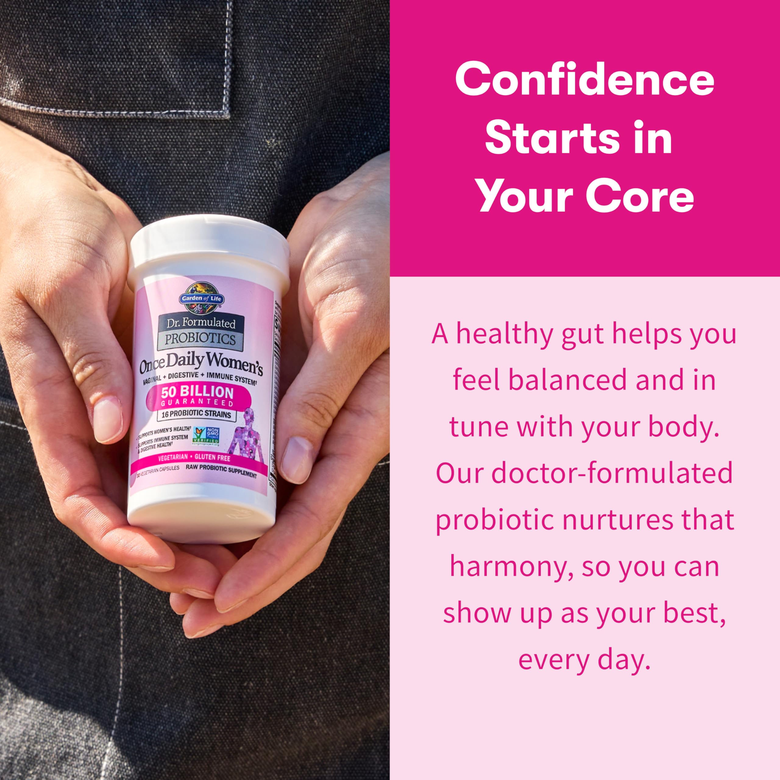 Garden of Life Women's Daily Probiotic with glass of water