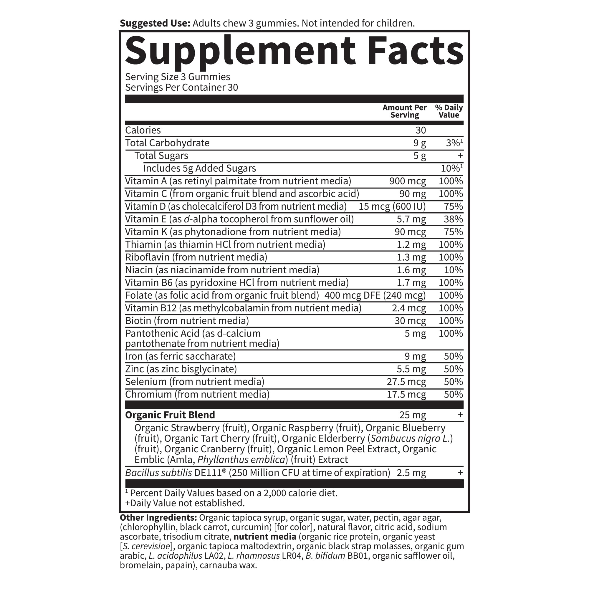 Garden of Life Women's Multivitamin Gummies side view of container